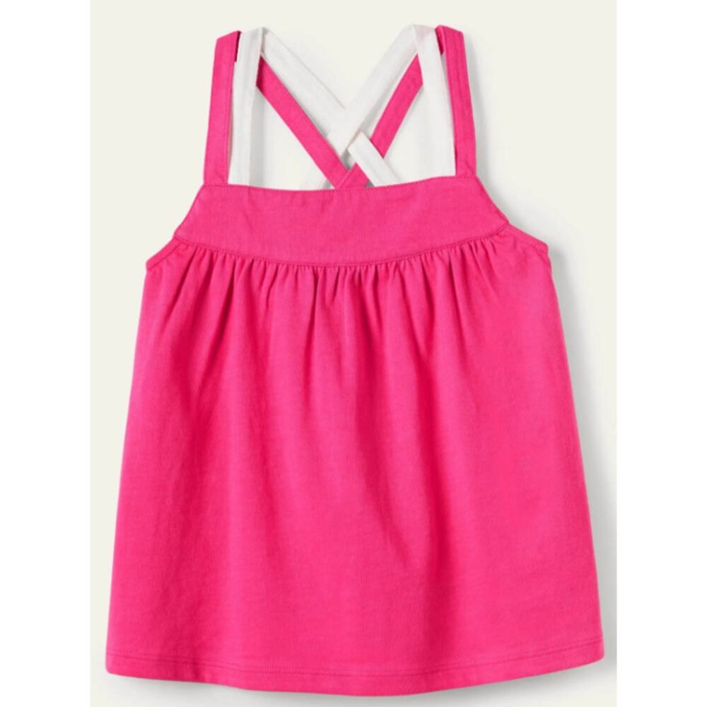 Mini Boden Girls Tutti Fruity Pink Multi Criss Cross Strap Tank Top 4-5 Years